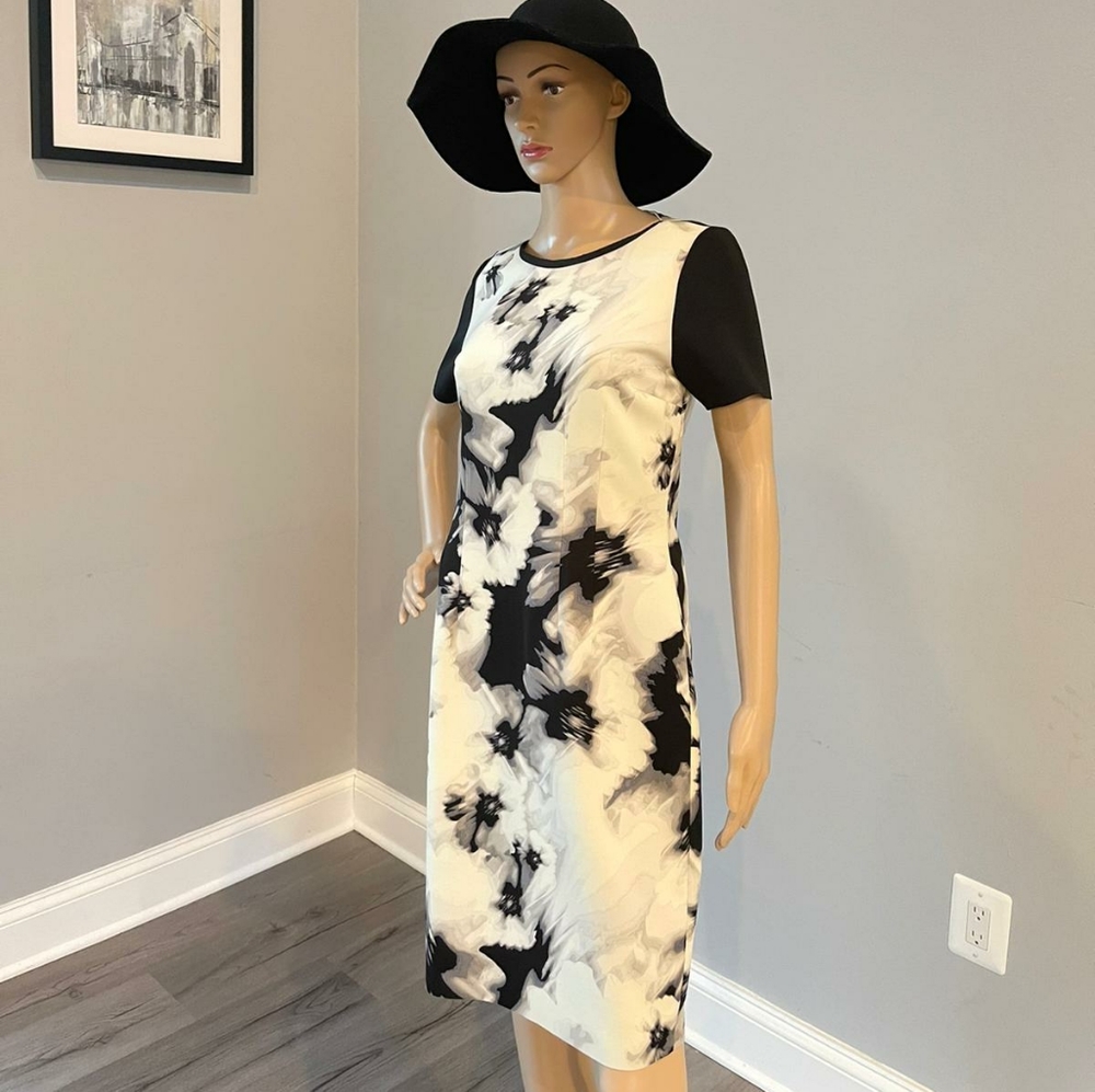 Tahari short sleeve midi dress